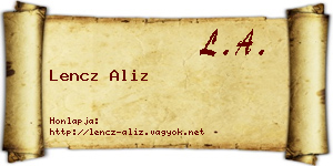Lencz Aliz névjegykártya